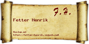 Fetter Henrik névjegykártya